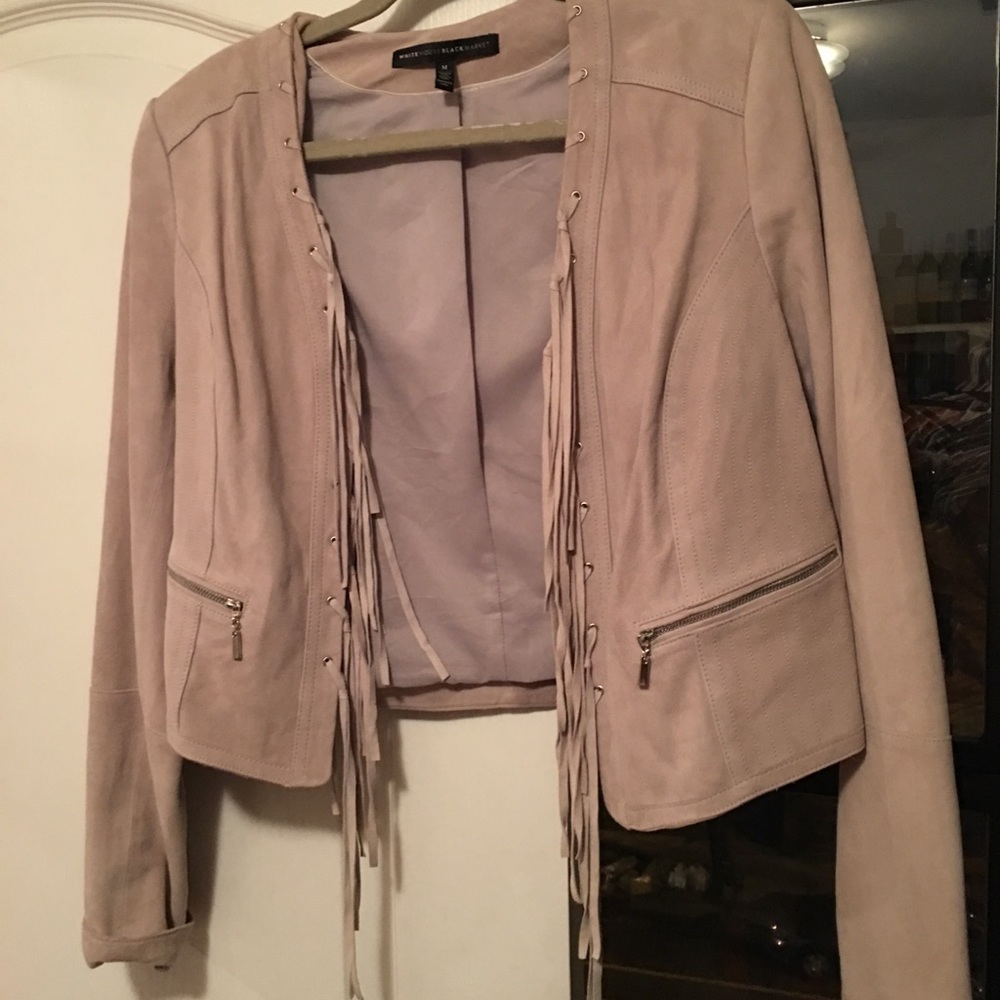 White House Black Market suede gray leather jacket